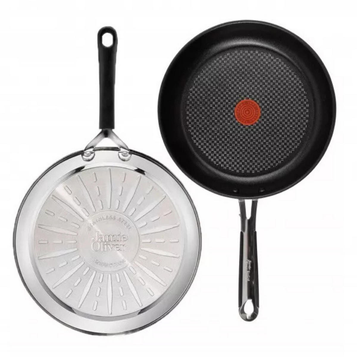 BRATPFANNE E76 Jamie Oliver 26 cm 3-tlg Edelstahl Antihaft Induktion - Silberfarben/Schwarz, Metall (26cm) - Tefal
