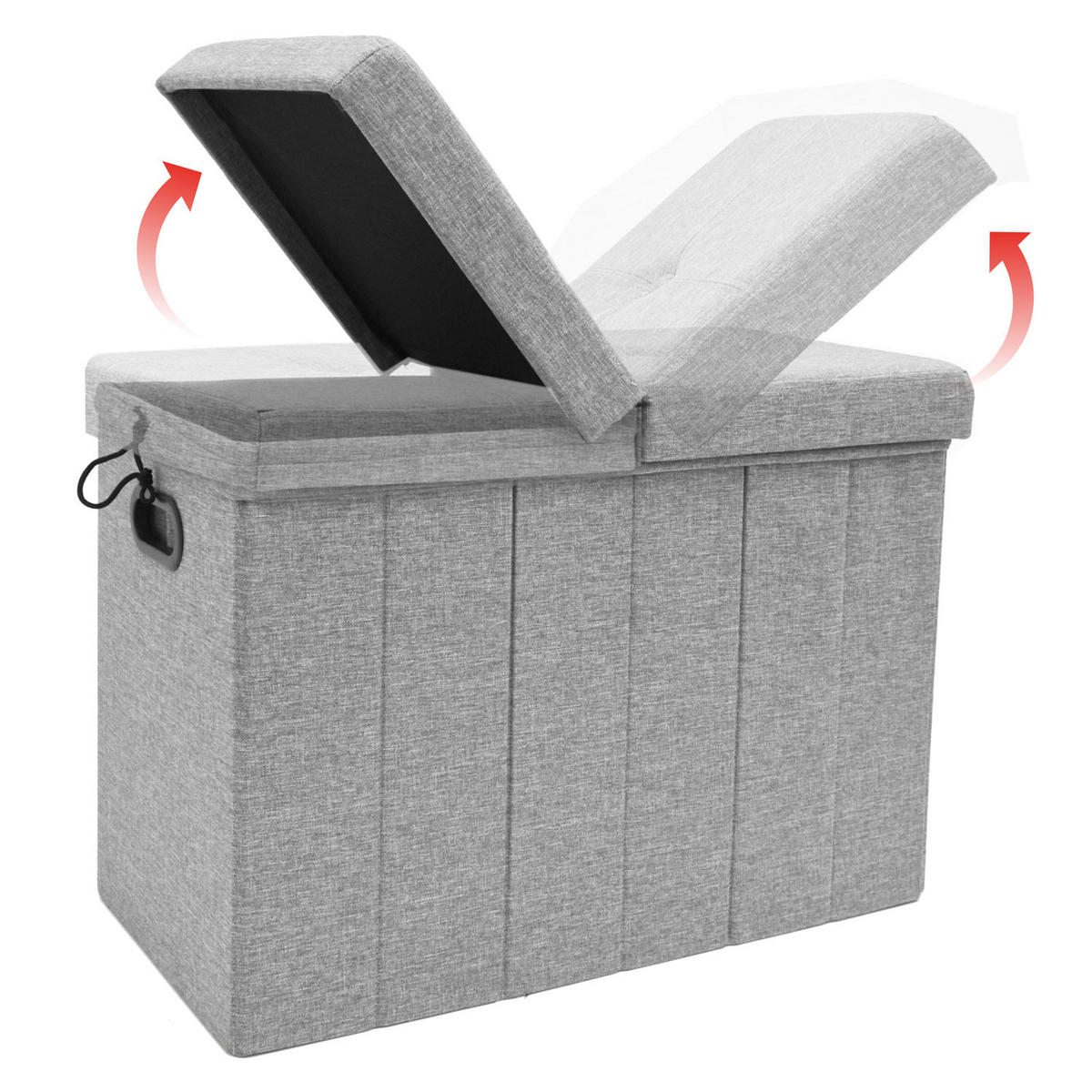 WÄSCHEKORB 85 Liter Faltbar mit Wäschesack 62x31 cm Grau - Grau, Kunststoff (31/45/62cm) - Dunedesign