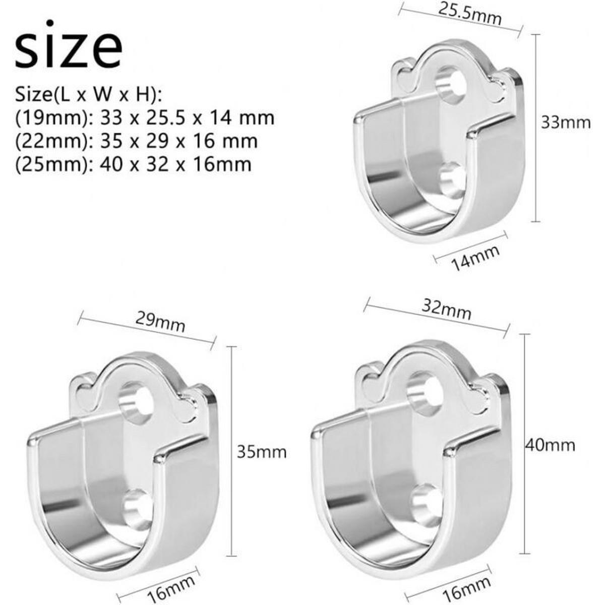 STANGENHALTER 2er-Pack Zinklegierung Buchse für Schrankstange Duschvorhangstange - Grau, Metall (4/1/7cm) - MCBOSON