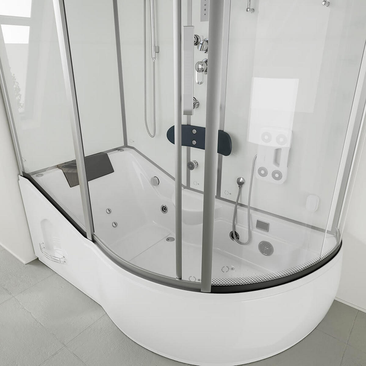 DAMPFDUSCHE ALLIN 4IN1 - Weiß, Rechts - Weiß, Glas (90cm) - Home Deluxe