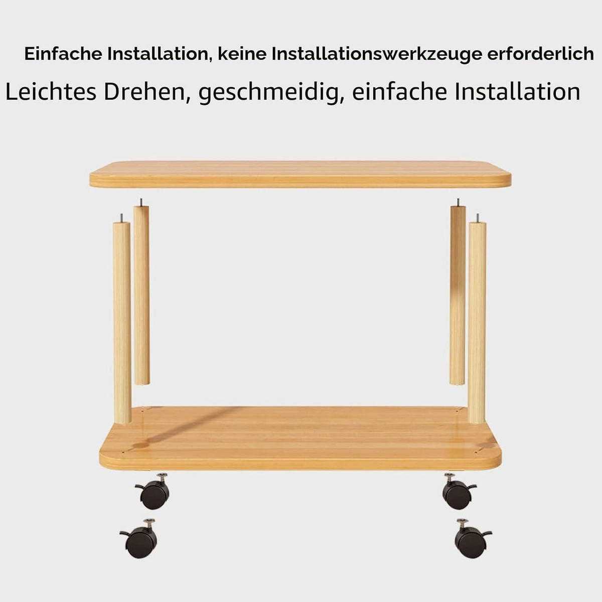 BEISTELLTISCH 2-Ebenen Holz mit Rollen - Braun, Holzwerkstoff (30/60/47cm)