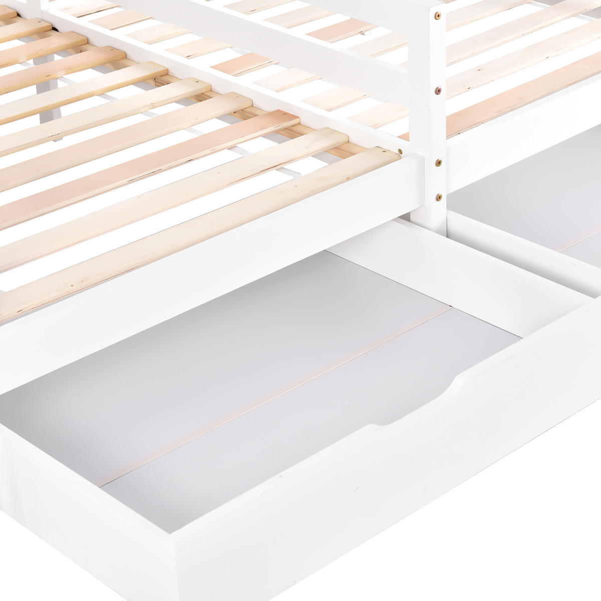 KINDERBETT Hausbett 200x90 cm Weiß mit 2 Schubladen - Weiß, Holz (90/200cm) - Meubliv