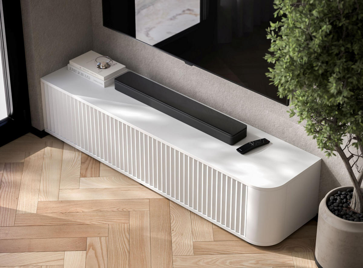 TV stolek Aurora bílý matný 140 cm s nízkými nožkami - bílá, kompozitní dřevo (140/31/35cm) - Meble Lindner