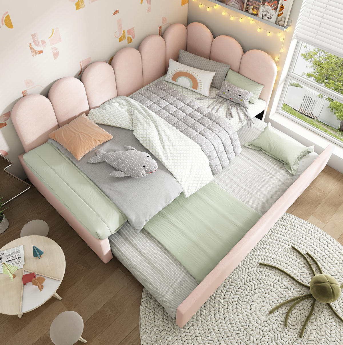 TAGESBETT mit Ausziehbett 90x200 cm Samt Rosa - Pink, Holzwerkstoff (90/200cm) - Beauniv