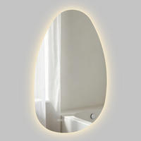 BADSPIEGEL MIT BELEUCHTUNG 85/50 cm asymmetrisch Bluetooth LED mit Antibeschlag - Transparent, Glas (85/50/3cm) - S'AFIELINA