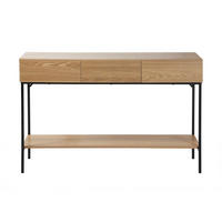 KONSOLE mit 3 Schubladen und 1 unterer Ablage, Holzdekor und schwarzes Metall 35/120/80,5 cm - Eschefarben, Holzwerkstoff (39.5/35/80.5cm) - Calicosy