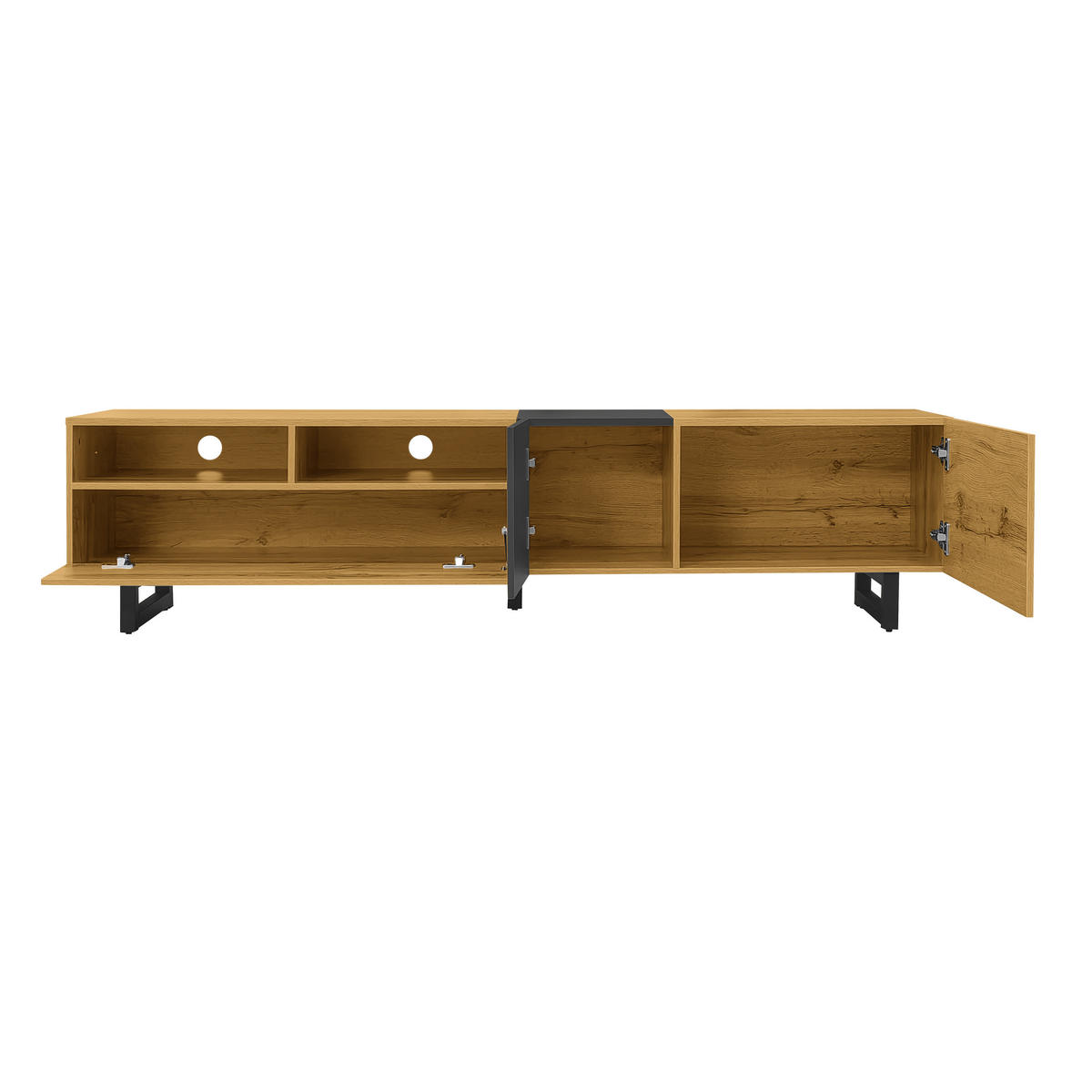 TV-SCHRANK 170/42/36,5 cm Holz/Grau mit 3 Türen und 2 Fächern - Dunkelgrau, Holzwerkstoff/Metall (170/42/36.5cm) - Oxeza