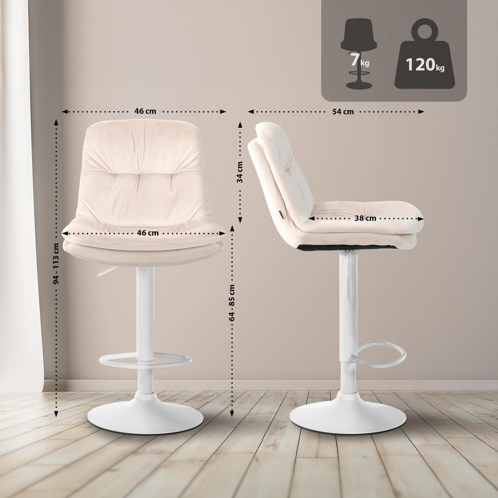 Thumbnail - CLP Barhocker, Creme, Textil, 46x94x54 cm, Esszimmer, Barmöbel, Barhocker