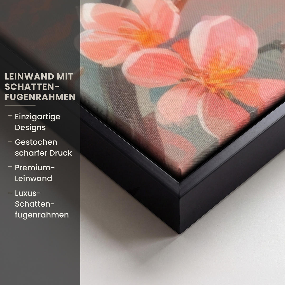 LEINWAND Bilder mit Rahmen - Rotkehlchen - Zierpflanze - Blütenzweig - 60x90 - Hellrosa, Textil (60/90cm) - MuchoWow