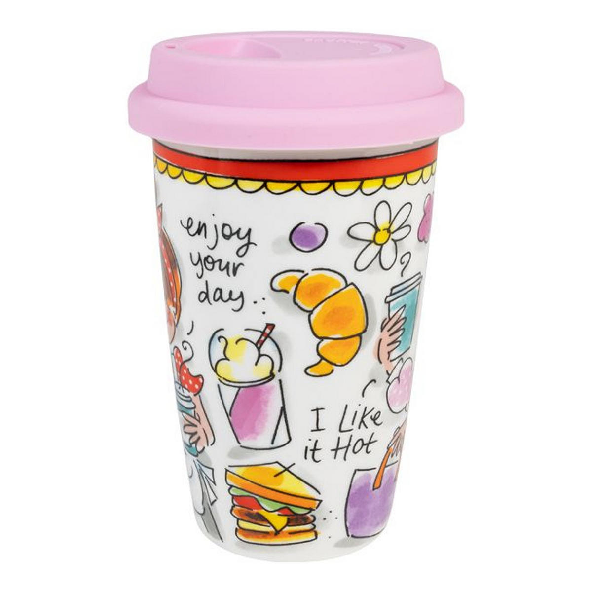 TO-GO-BECHER Süßes Leben in Bunt - 15cm - Multicolor, Keramik (0.4L) - Blond Amsterdam