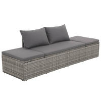 GARTENBETT Grau 195/60 Cm Poly Rattan - Dunkelgrau/Grau, Kunststoff/Textil (60/60/195cm) - vidaXL