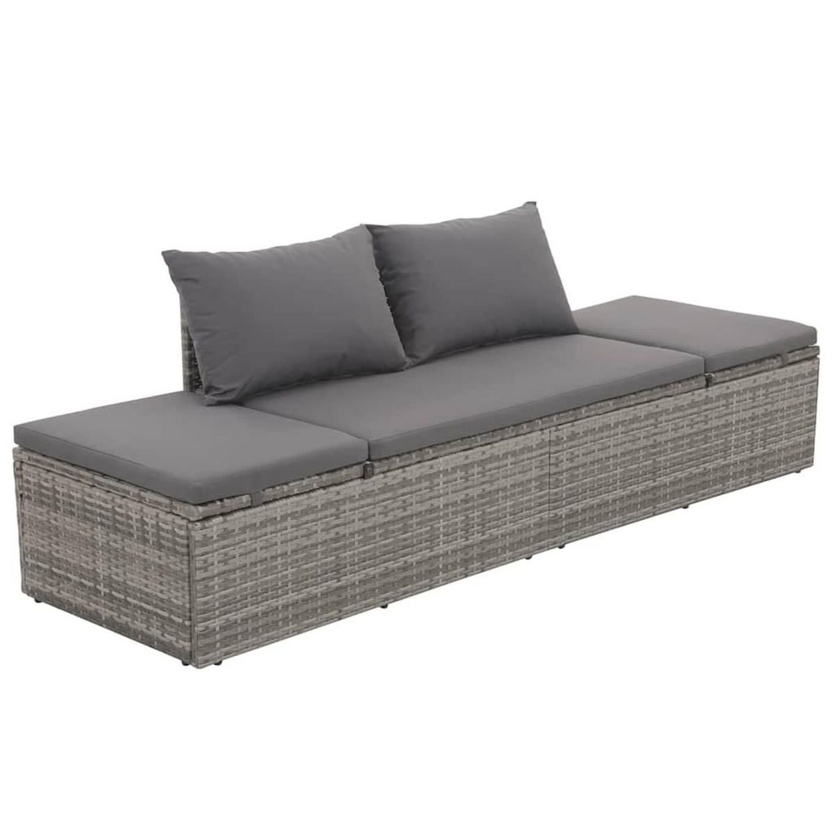 GARTENBETT Grau 195/60 Cm Poly Rattan - Dunkelgrau/Grau, Kunststoff/Textil (60/60/195cm) - vidaXL