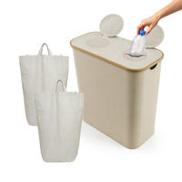 PFANDFLASCHEN-SAMMELBEHÄLTER - Beige, Holz/Kunststoff (57/68.5/37cm) - Relaxdays