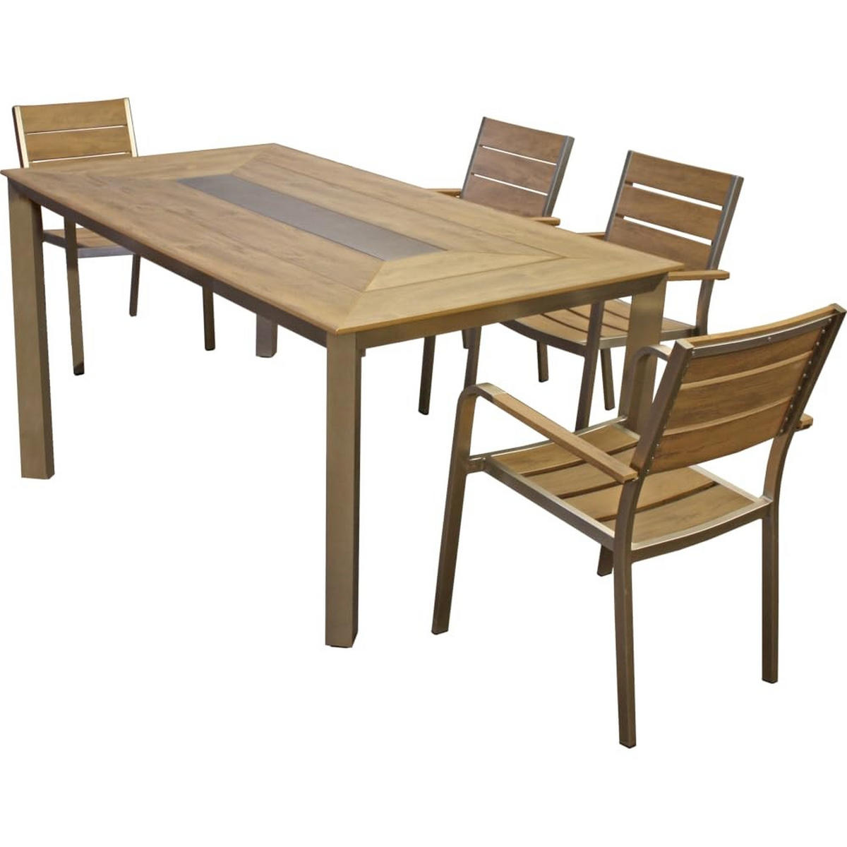 GARTEN-SITZGRUPPE Alwin 5-teilig Stuhl Klassik offen - Braun, Kunststoff - DELUKE