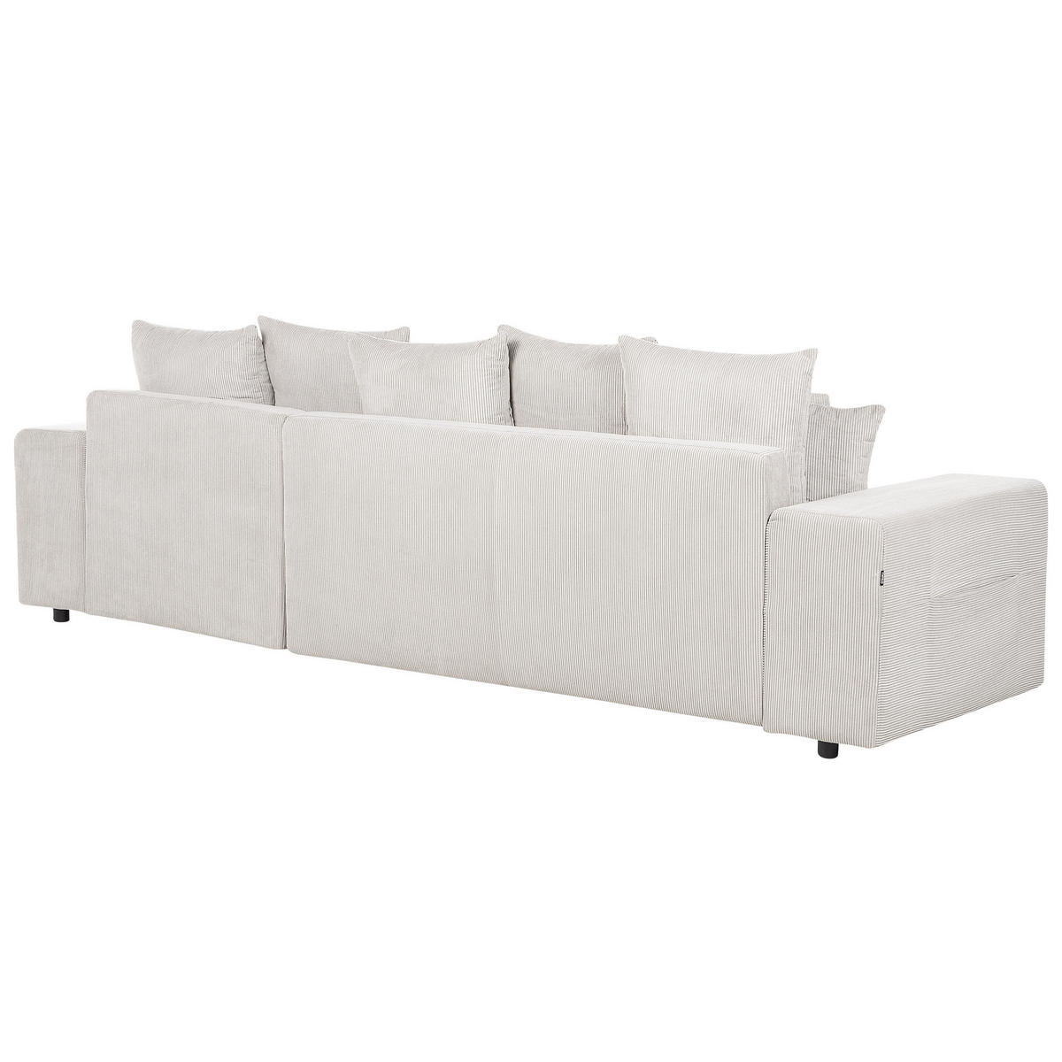 3-SITZER-ECKSOFA Cord hellbeige rechtsseitig mit Schlaffunktion Stauraum Luspa - Beige/Schwarz, Textil (294/130cm) - Beliani