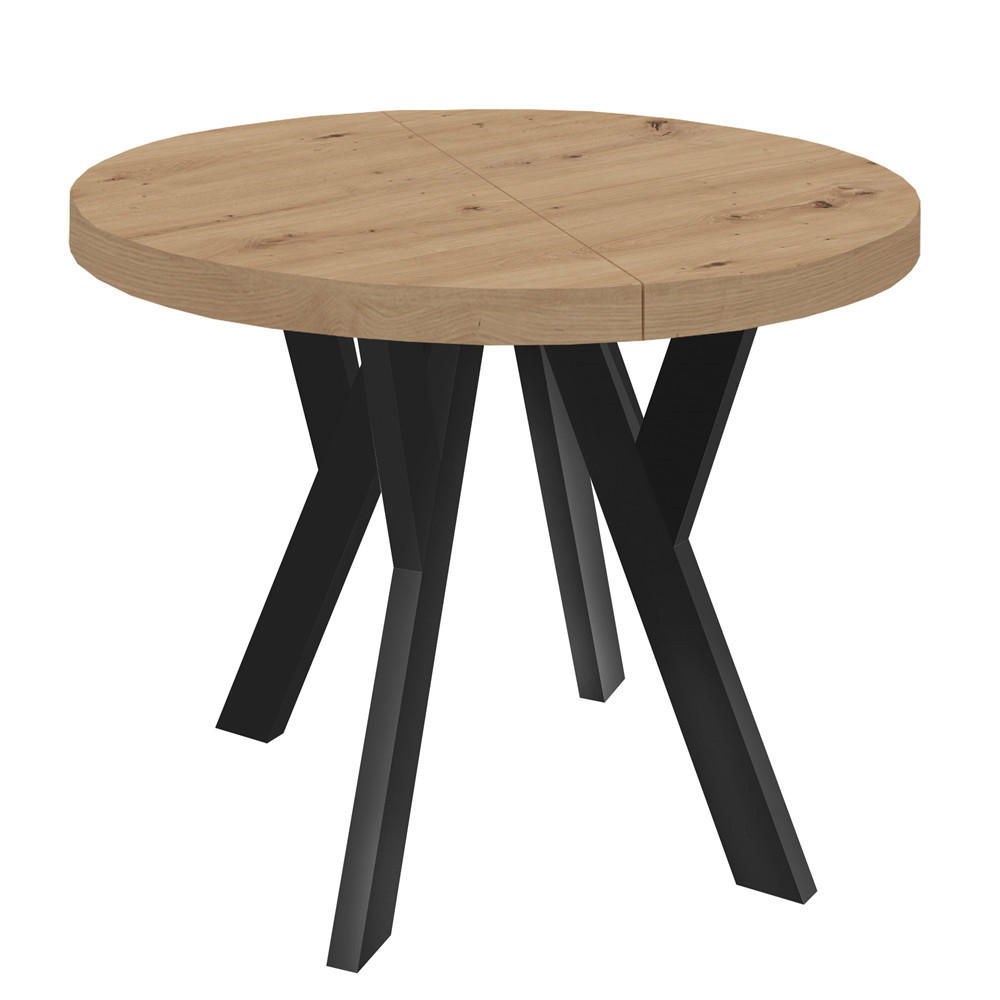 Dekori_Interiors Esstisch Eiche Artisan, Schwarz 110x77x160 cm