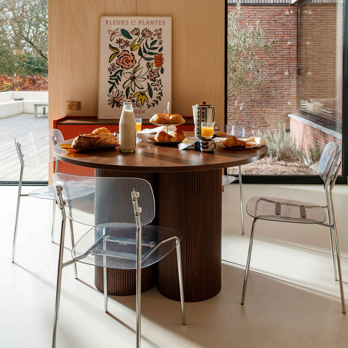 ESSTISCH, dunkles Holzeffekt - Braun, Holz (120/120/75cm) - Oviala