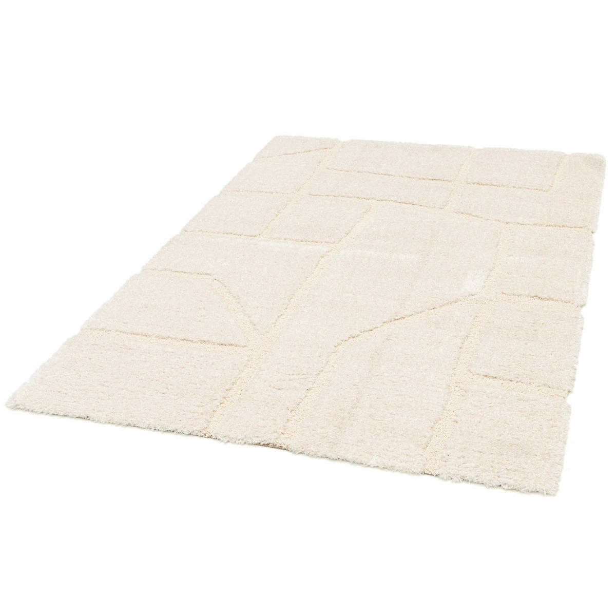 TEPPICH weich mit Relief aus recyceltem Polyester weiß - Weiß, Textil (160/230cm) - AFK Living