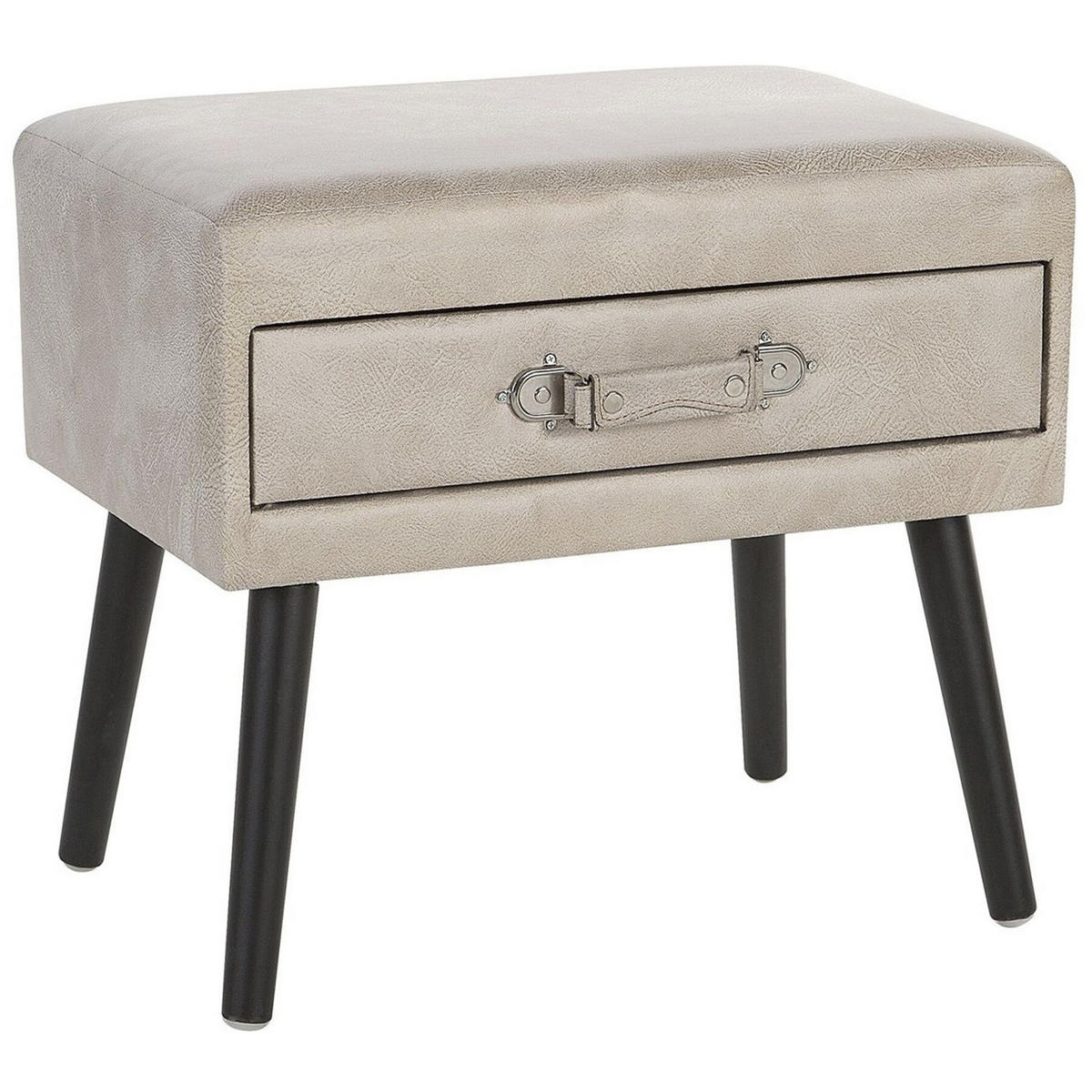 NACHTTISCH beige Kunstleder Eurostar - Beige/Schwarz, Kunststoff/Textil (50/46/35cm) - Beliani
