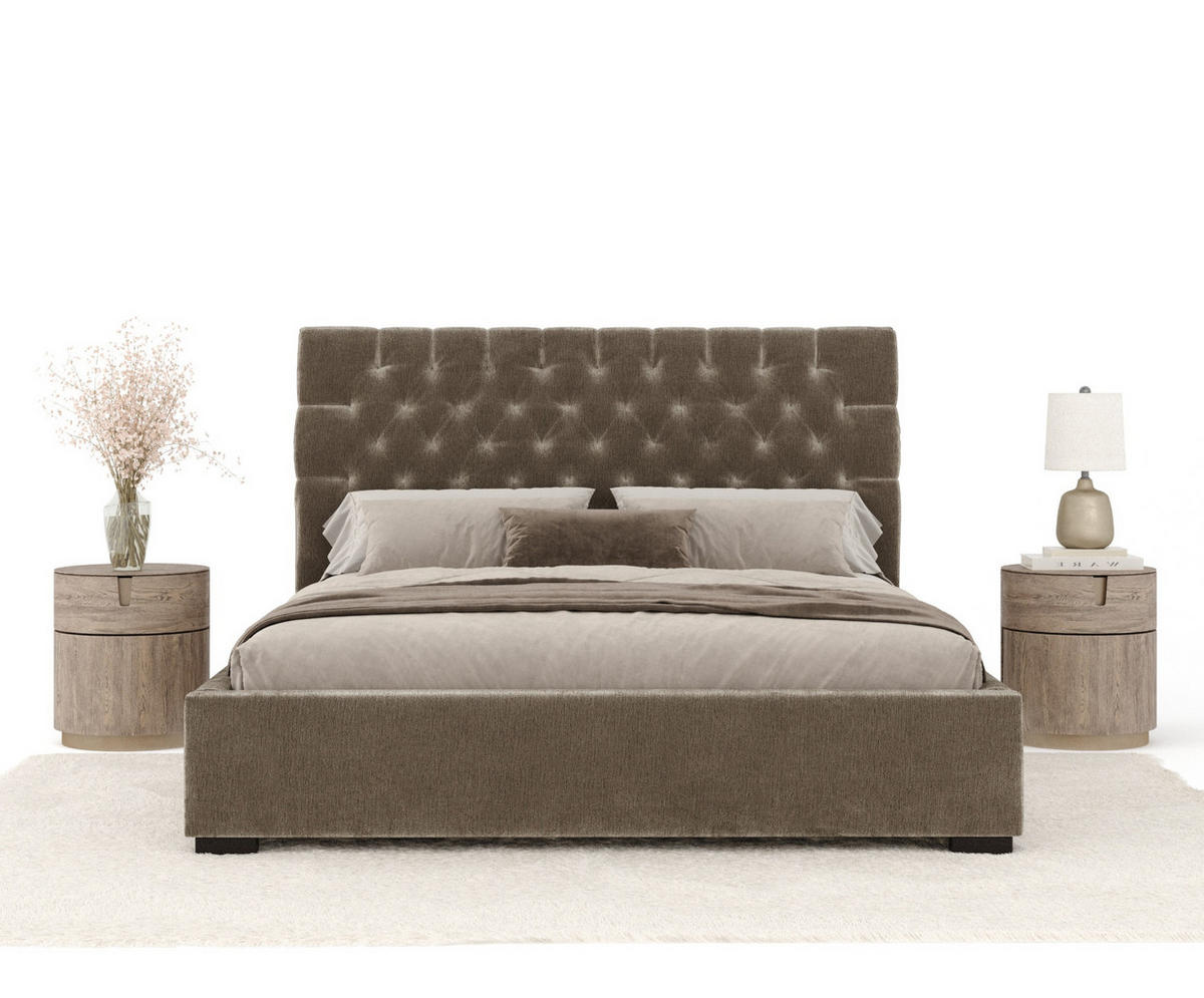 POLSTERBETT Vezzola Beige 160/200 cm im Chenille-Stoff - Beige/Schwarz, Holz/Holzwerkstoff (160/200cm) - Maison de Reve