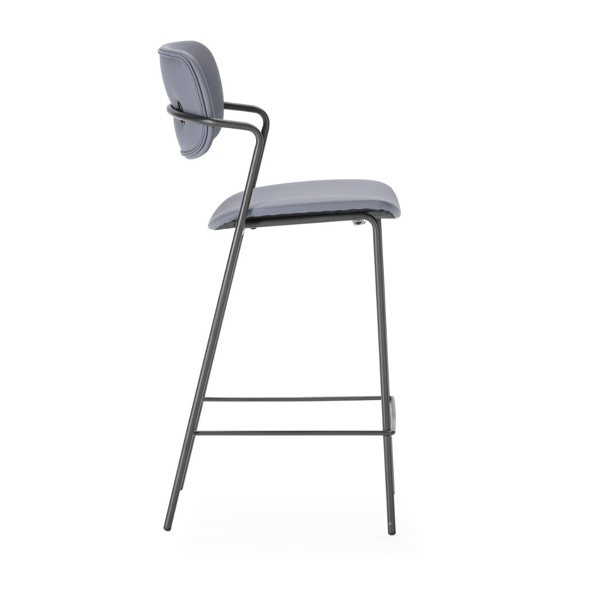 SADA 2 stoliček s černými kovovými nohami, výška 66 cm - MAIKA - tmavě šedá, plast (51/66/44cm) - Calicosy