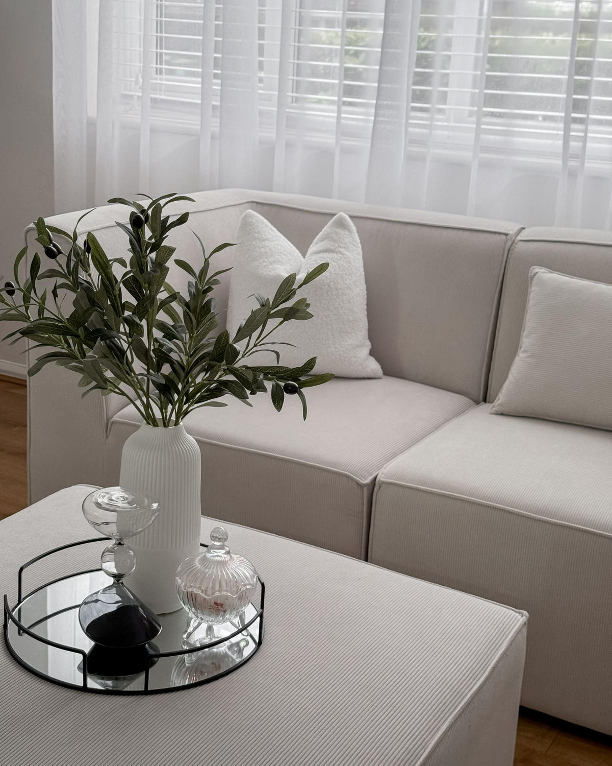 CANAPEA 2 LOCURI reps reiat albă crem Lemvig - alb, material textil (166/78/83cm) - Beliani