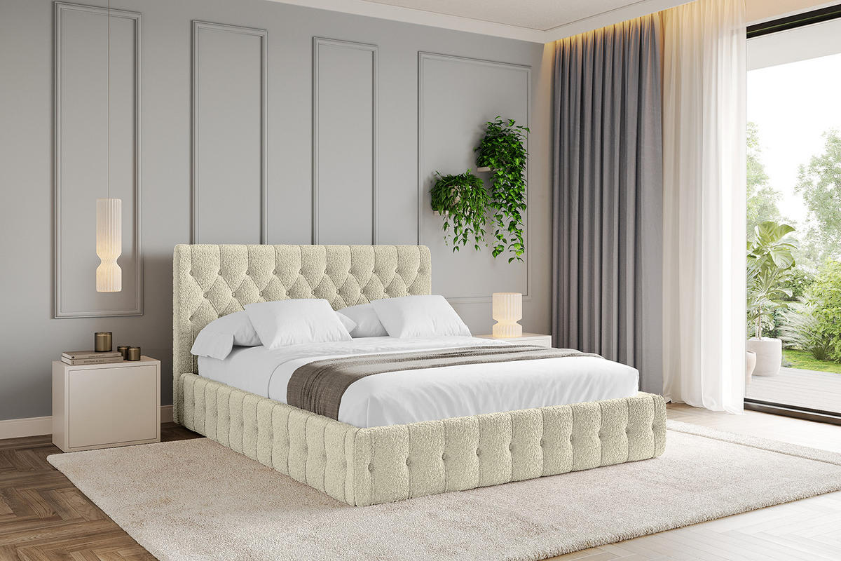 POLSTERBETT mit Bettkasten und Lattenrost, Bett mit Matratze H3/H4 - LARO 160x200 Beige - Taupe, Holzwerkstoff/Textil (160/200cm) - ALTDECOR