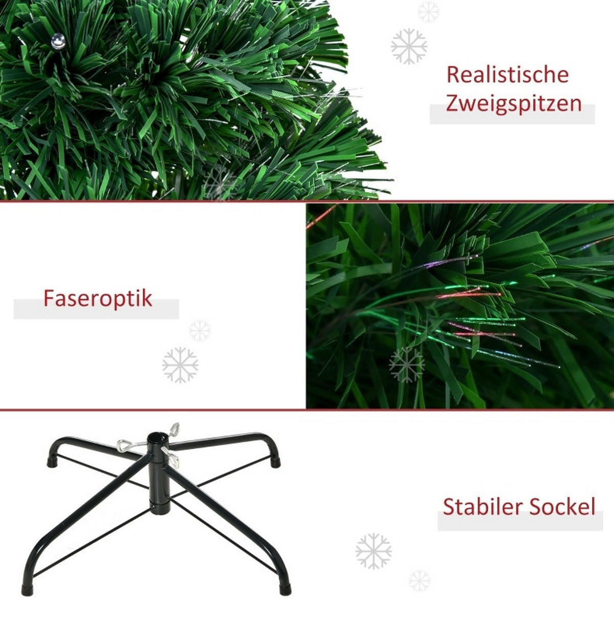 WEIHNACHTSBÄUME 75/75/150 cm grün aus Metall mit Glasfaser-Lichtschmuck - Grün, Metall (150cm) - OKWISH