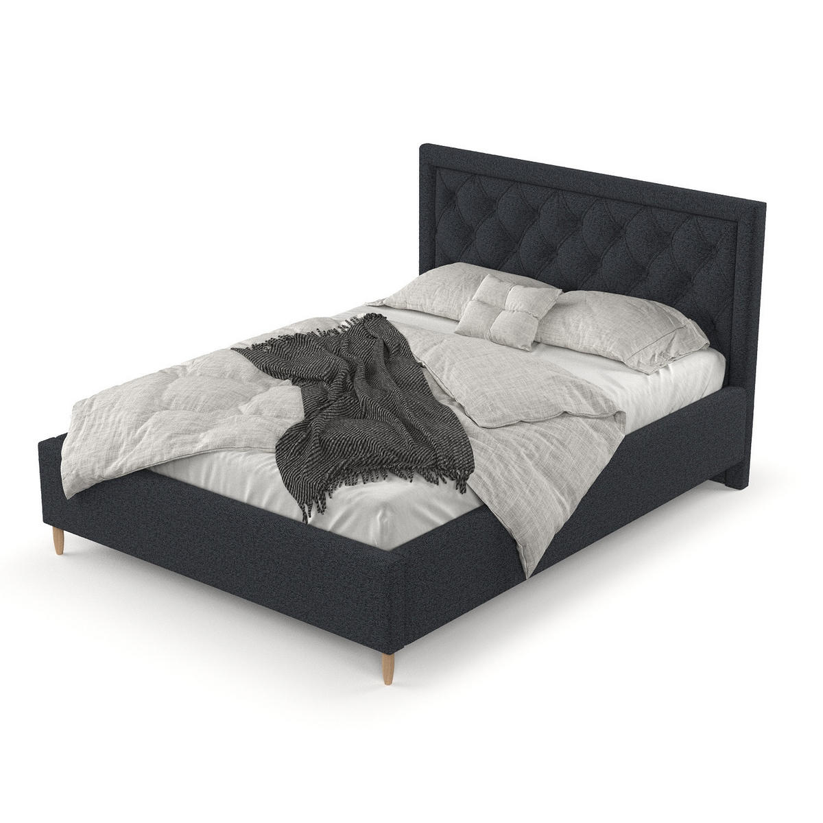 POLSTERBETT Lido 180/200 cm Anthrazit im Riva Stoff - Anthrazit/Naturfarben, Holz/Holzwerkstoff (180/200cm) - AltaBeds