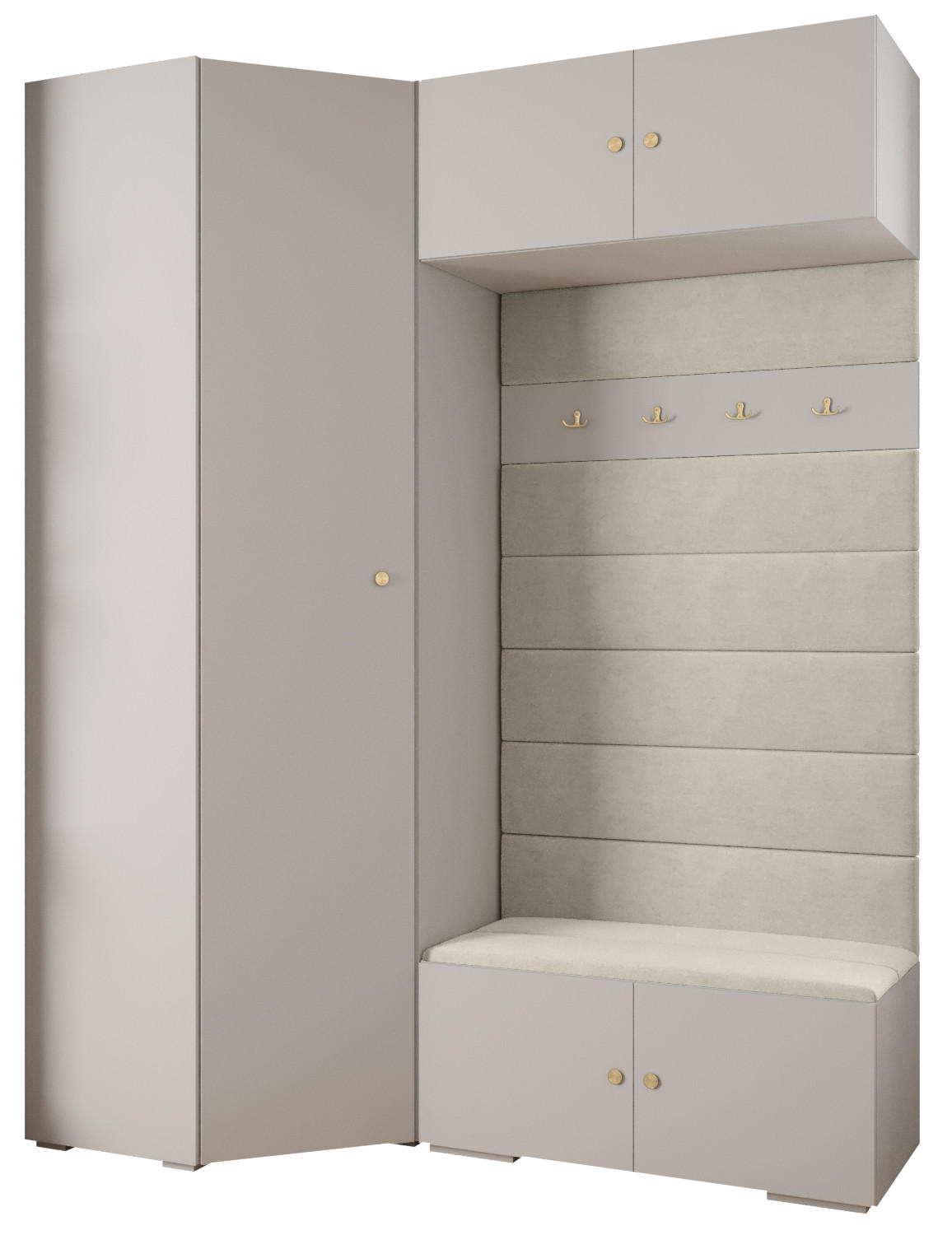 GARDEROBEN-SET 236,7/181,7/47 - Beige/Goldfarben, Holz/Metall (181.7/236.7/47cm) - Abiks Möbel