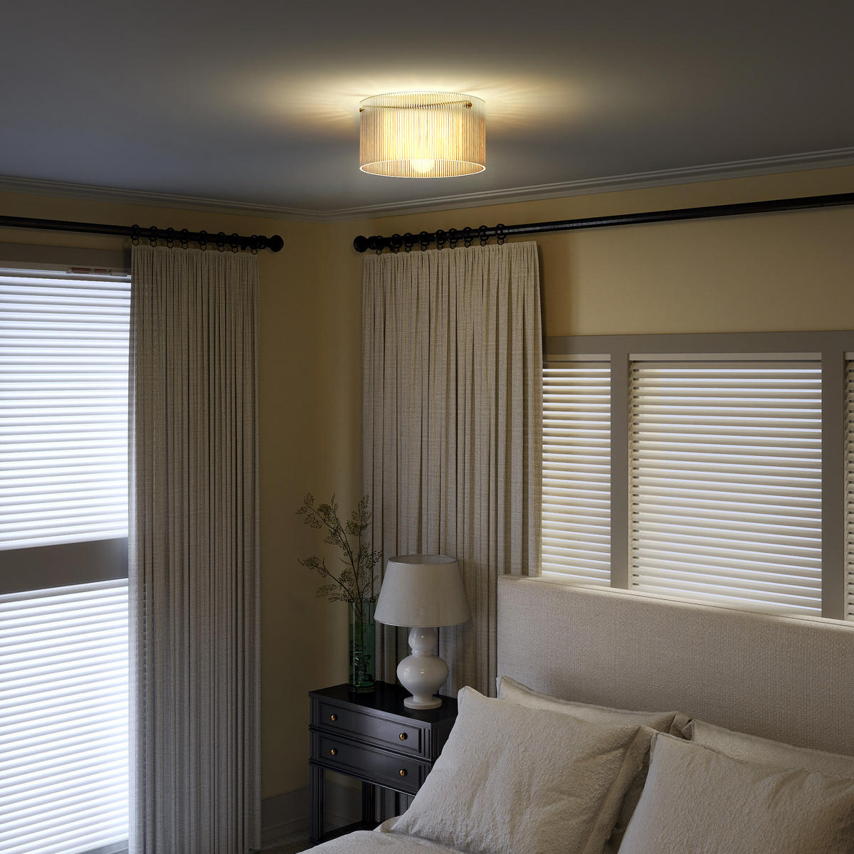 DECKENLAMPE, Runde Deckenleuchte mit E27 Fassung für Schlafzimmer - Transparent, Metall (32/32/16.5cm) - HOMCOM