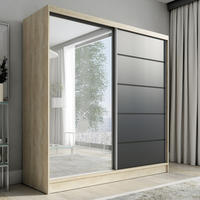 SCHWEBETÜRENSCHRANK 200 cm NERO 2 Farbe: Sonoma | schwarz - Schwarz/Braun, Holzwerkstoff (200/215/60cm) - A&J MöbelLand