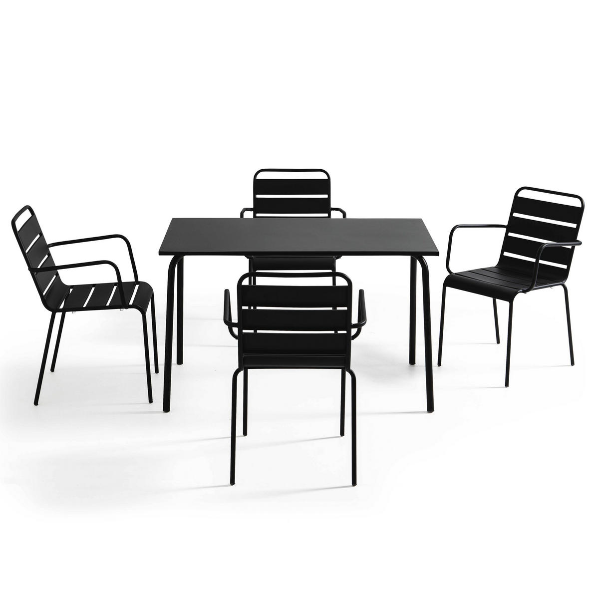 GARTENSET 5-tlg., Schwarz - Schwarz, Metall - Oviala