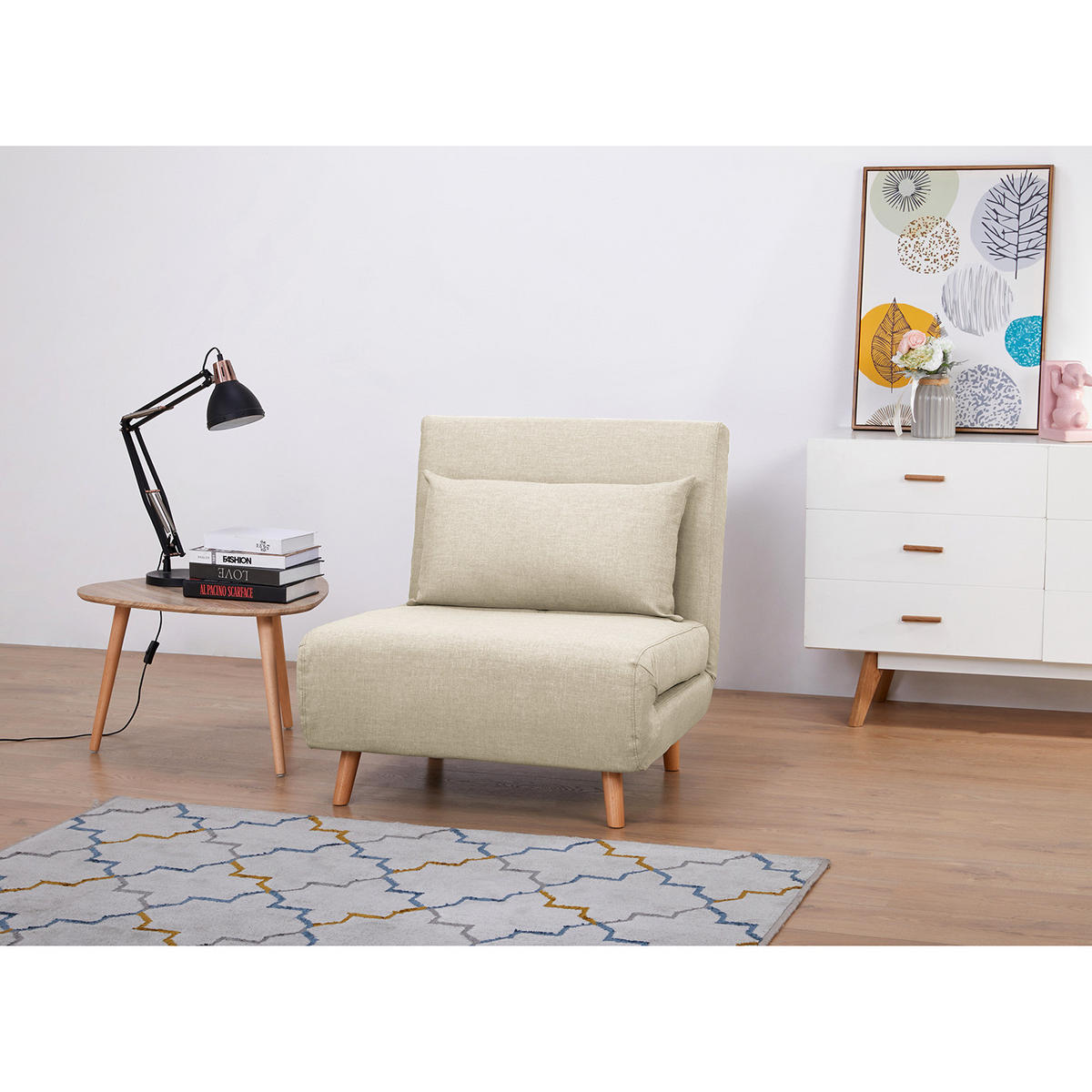 SCHLAFSESSEL - Textil / Teilmassivholz - Buchefarben/Cappuccino, Holz/Buchenholz (77/81/90cm) - home24