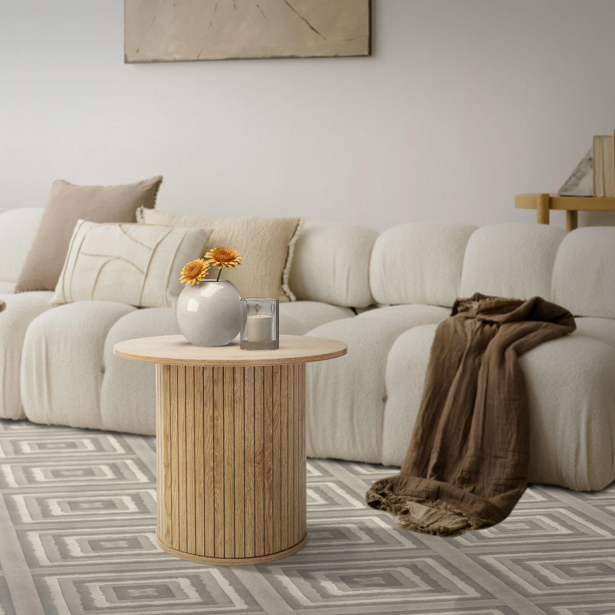 COUCHTISCH rund Ø60 x 50 cm Holz-Optik Braun - Braun, Holz (60/60/50cm) - ML-DESIGN