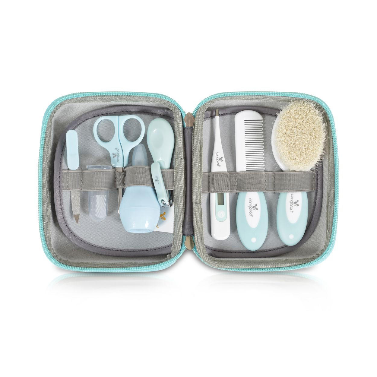 BABYPFLEGESET M1419 blau 9-teilig, Nasensauger, Nagelschere, Thermometer, Edelstahl, Nagelfeile - Blau, Kunststoff (6/15cm) - Cangaroo