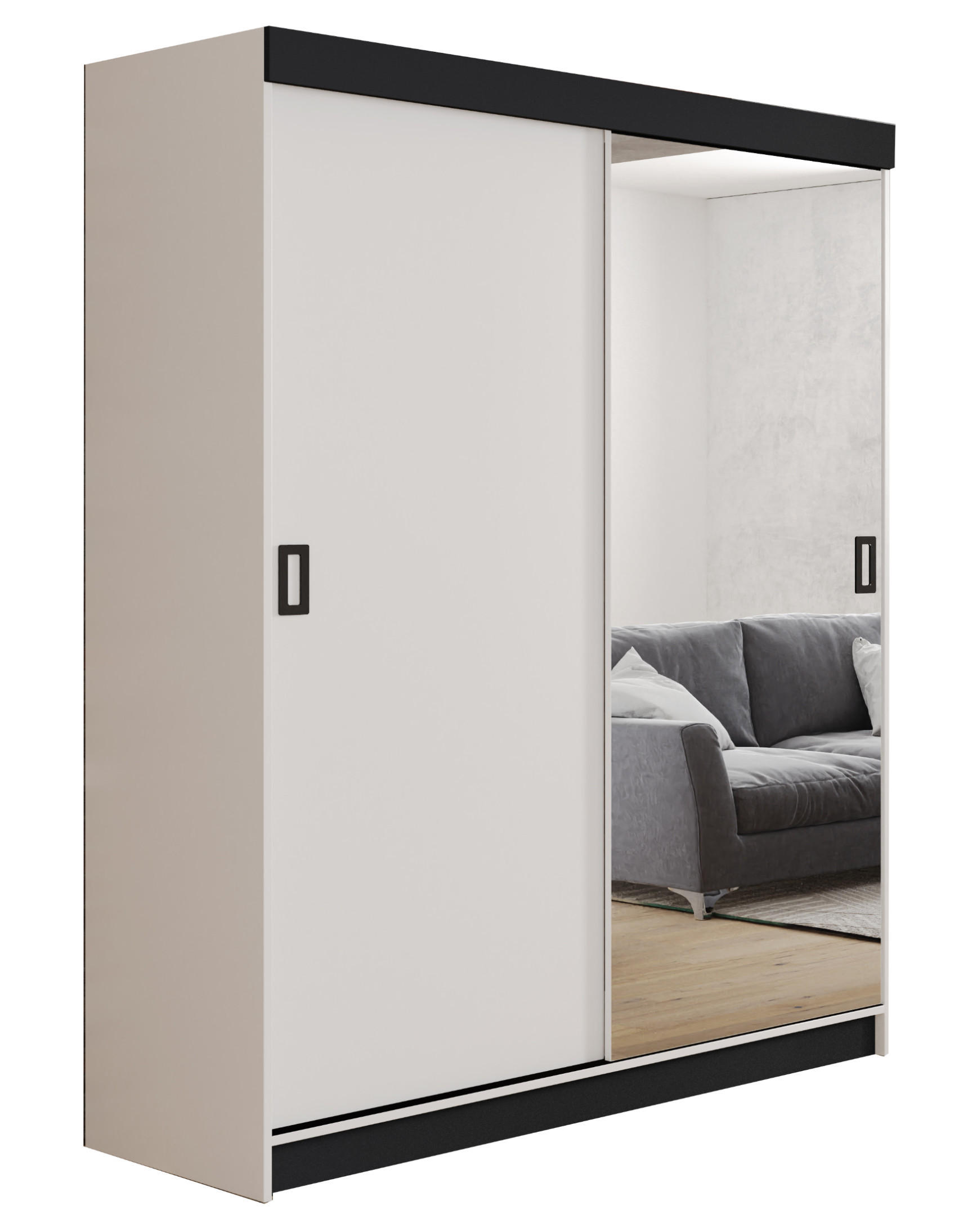 SCHIEBETÜRENSCHRANK RETRO 1 138 - Weiß 138x205x59cm - Weiß, Holzwerkstoff (138/205/59cm) - Kier Furniture