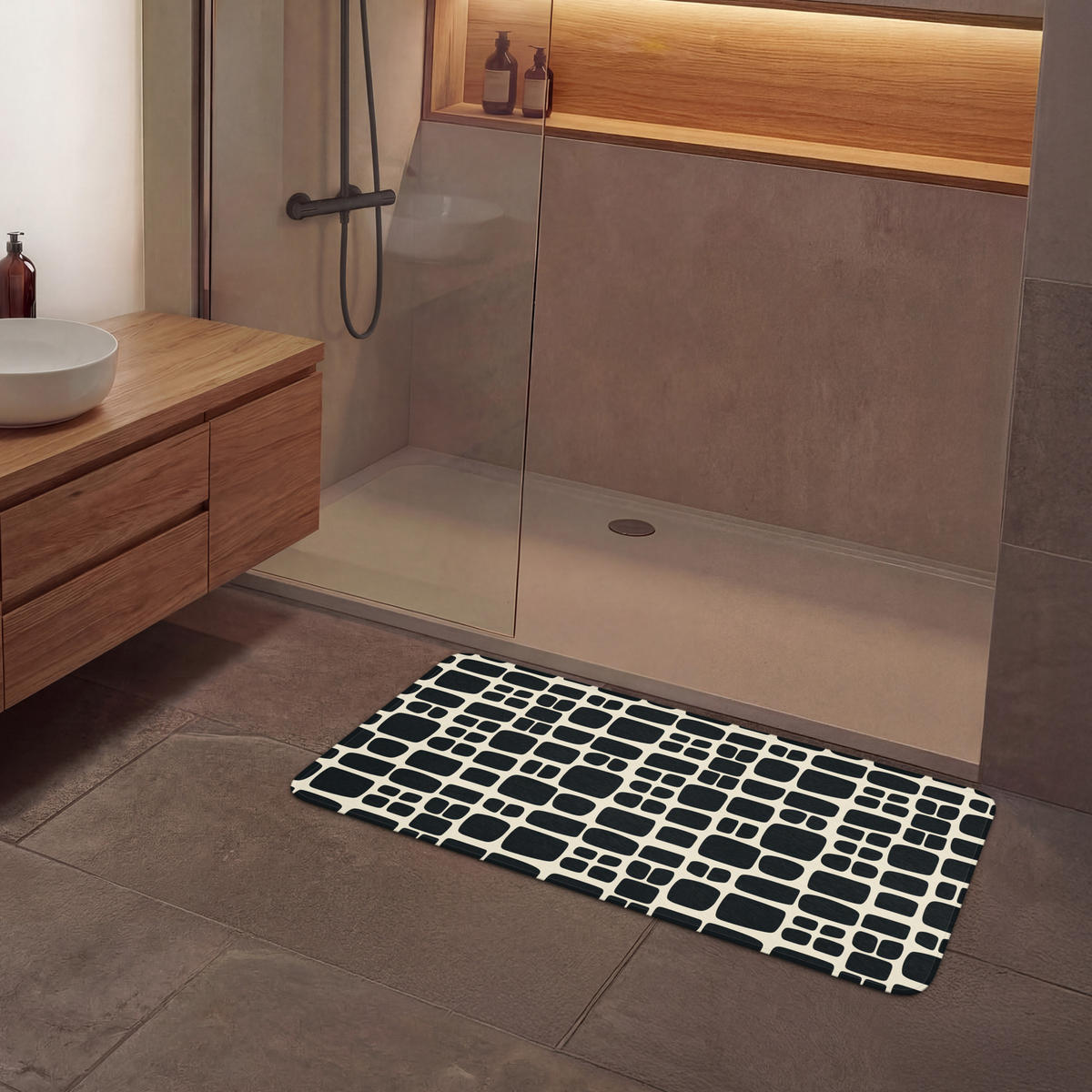KOUPELNOVÁ PŘEDLOŽKA Moderní - organické - černé 120x60 cm - antracitová, textil/plast (120/60cm)