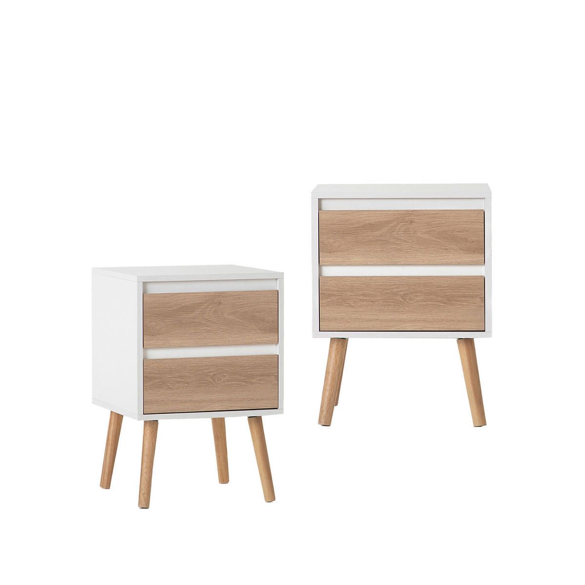 NACHTTISCH 2 SCHUBLADEN Kemi Zweifarbig 40 cm x 59 cm 2er-Set - Multicolor, Holzwerkstoff (40/59/40cm) - Klast Home