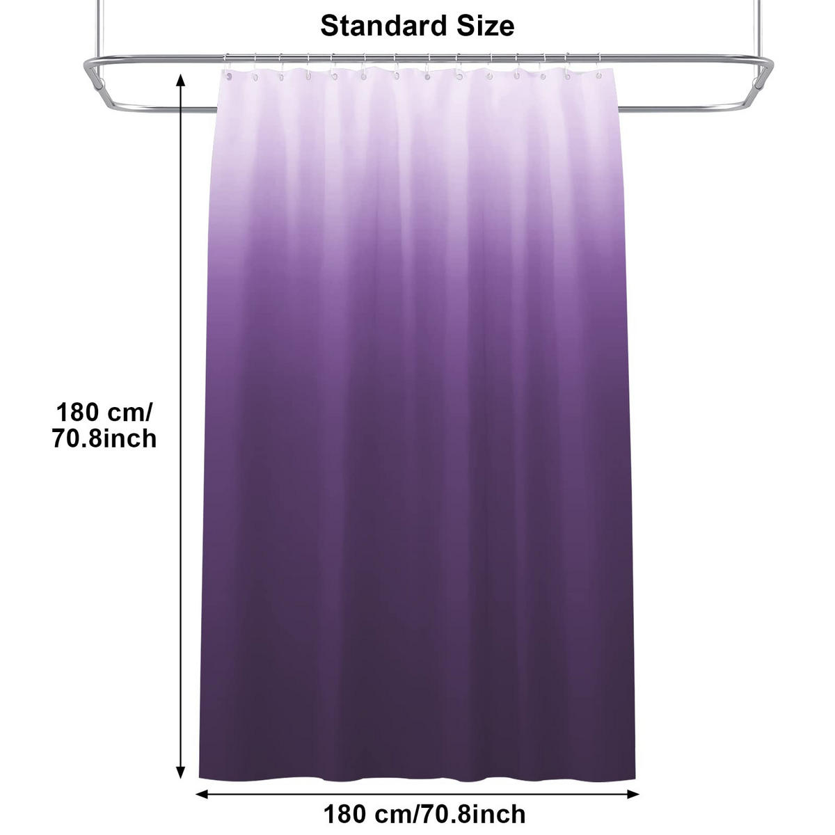 DUSCHVORHANG Violett dick mit Haken Badezimmer - Lila, Textil (180/180cm) - MCBOSON