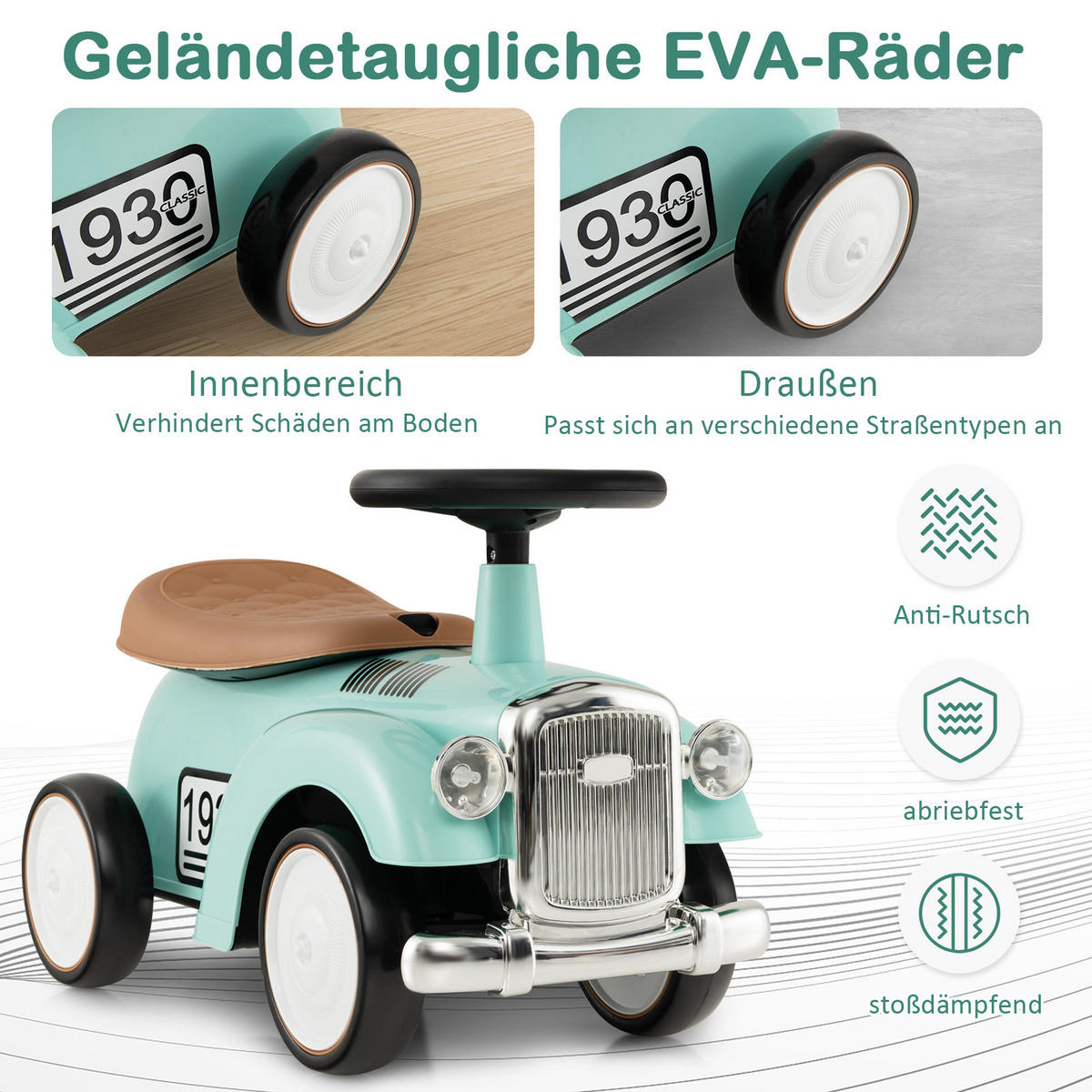 KINDERAUTO Grün - Grün, Kunststoff (27/34/58cm) - COSTWAY