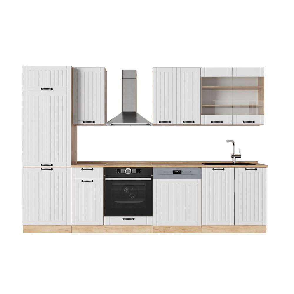KUHINJA Fame-Line Bela podeželska hiša 300 cm , DP Hrast - bela/medeni hrast, leseni material (300/81.6/60cm) - Vicco