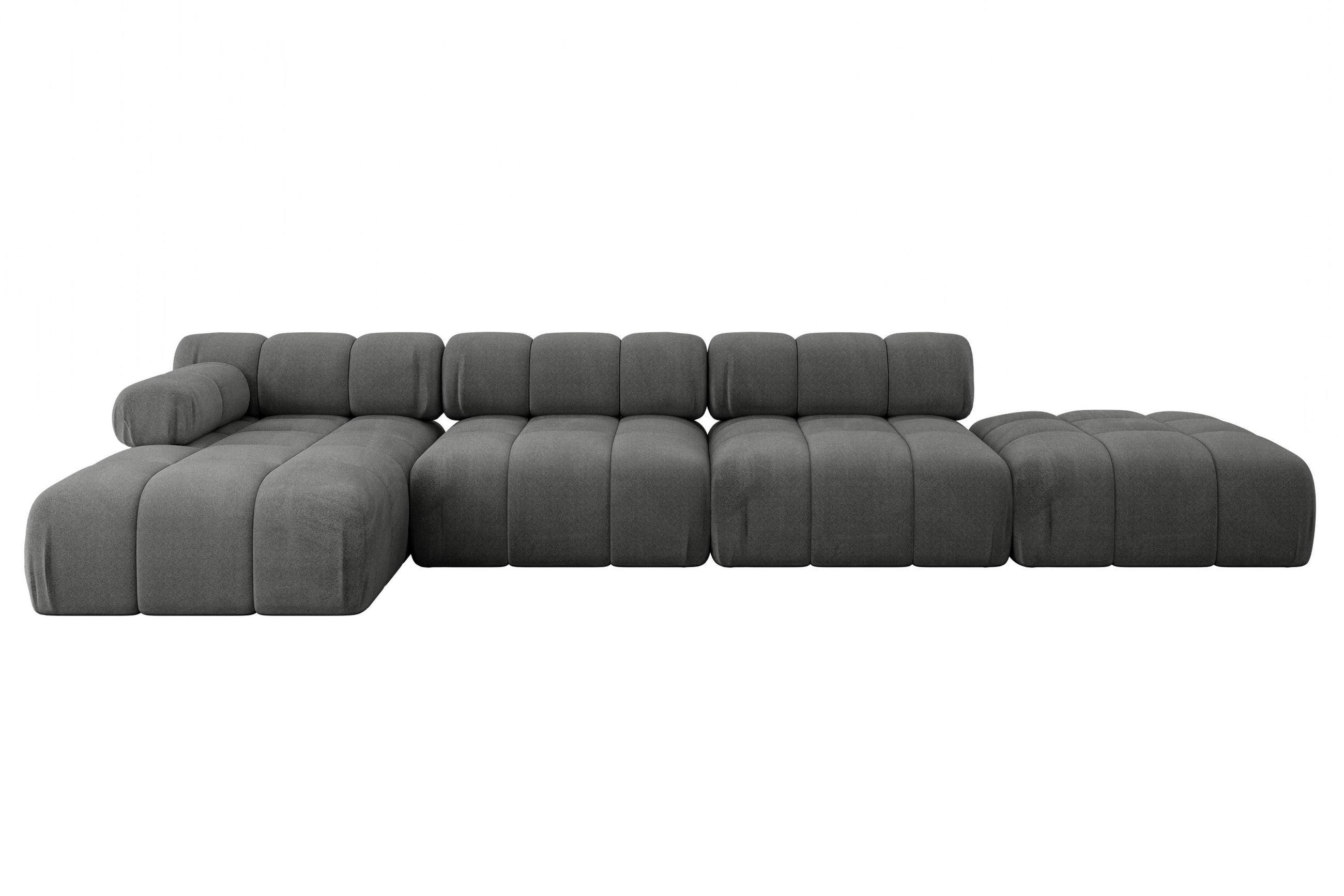 ECKSOFA modulares Sofa Lizur-L2 - 380x160x70 cm Dunkelgrau Velours - Dunkelgrau, Holzwerkstoff/Textil (380/160cm) - ALTDECOR