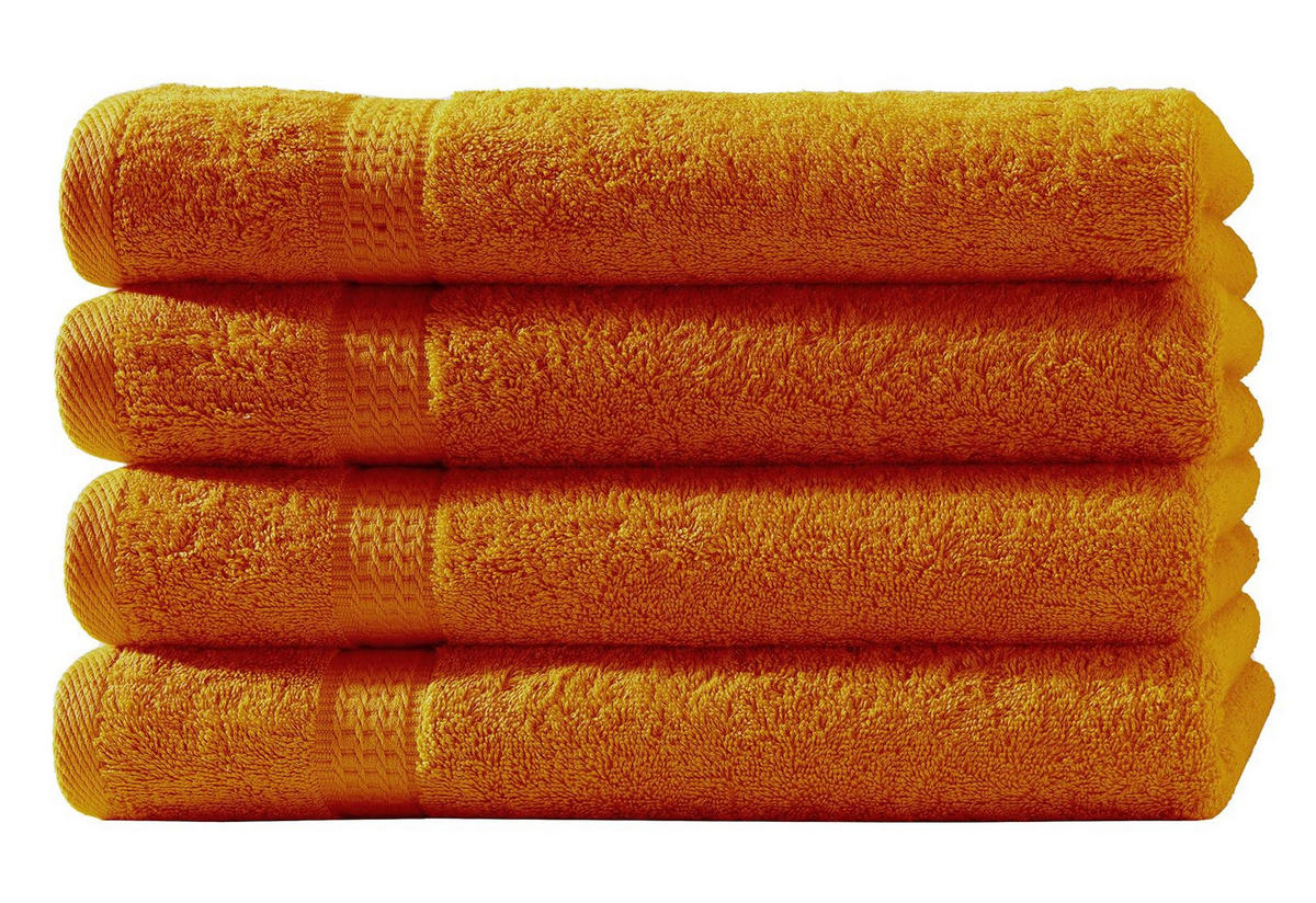 DUSCHTUCH 70x140 cm Frottier Handtücher im 4er Set aus 100% Baumwolle, Orange 500g/m2 - Orange, Textil (70/140cm) - Carpe Sonno