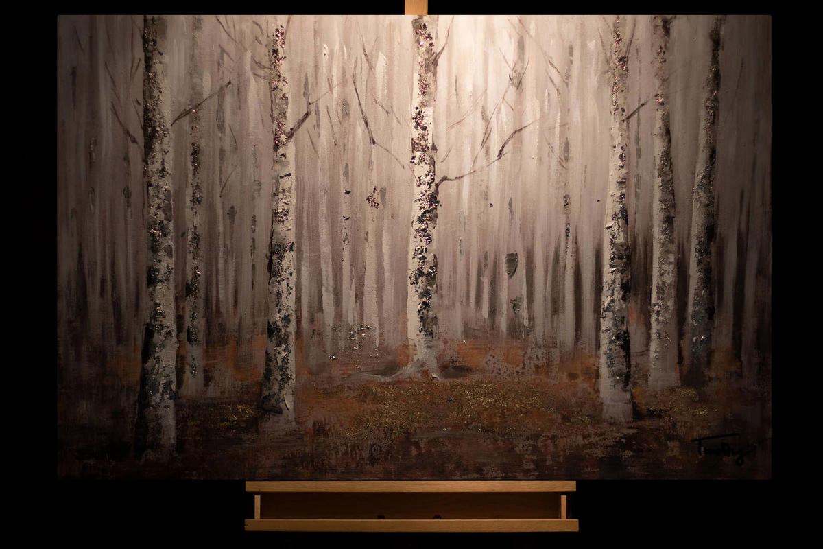 ACRYLBILD HANDGEMALT 120/80 cm - Weiß/Braun, Holz/Textil (1.8/80cm) - KUNSTLOFT