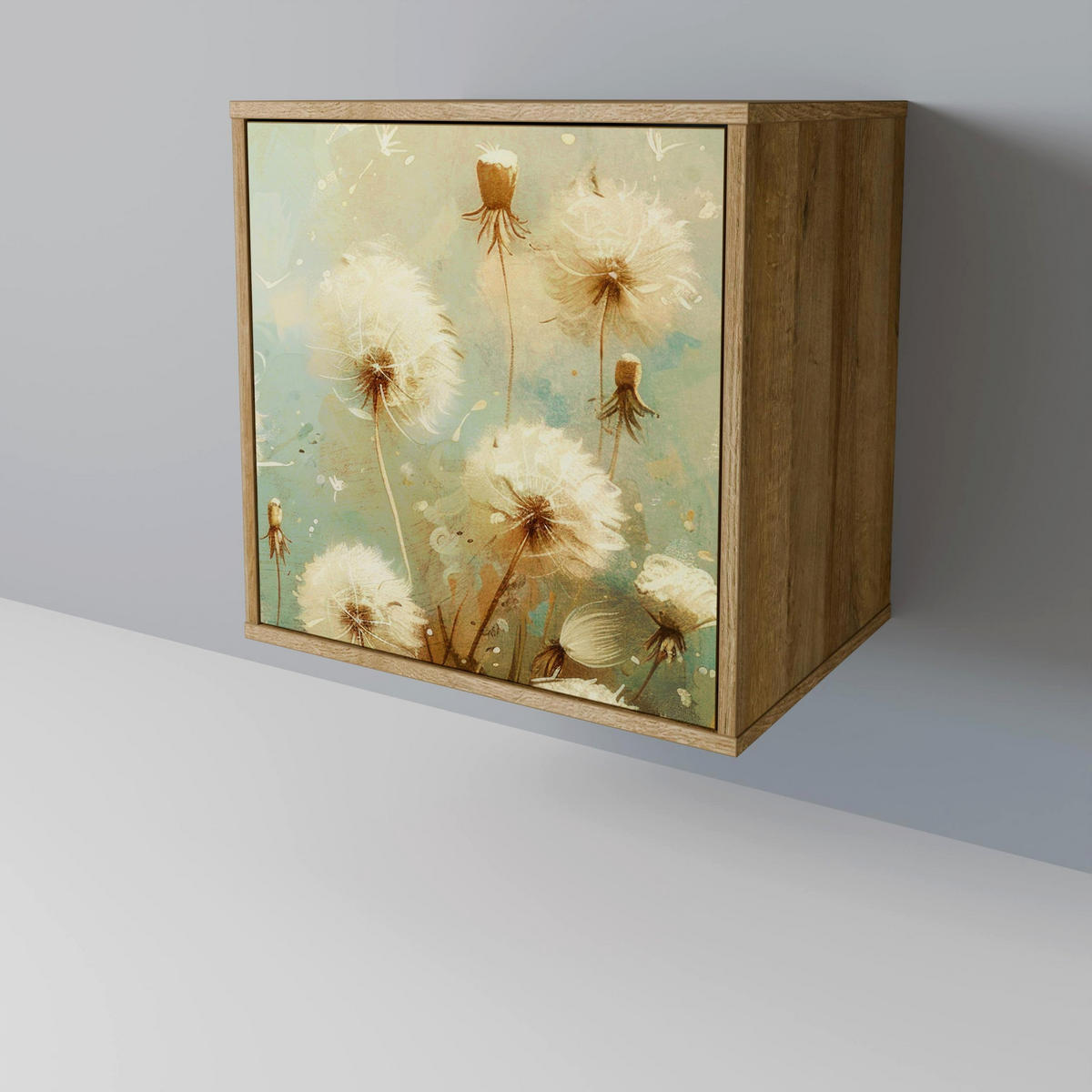 SIDEBOARD DREAMY MEADOW, Eichefarben, 57,5x42x75,5 cm, Goldfarbene Metallfüße - Eichefarben/Goldfarben, Holzwerkstoff/Metall (57.5/75.5/42cm) - SpaceRebels