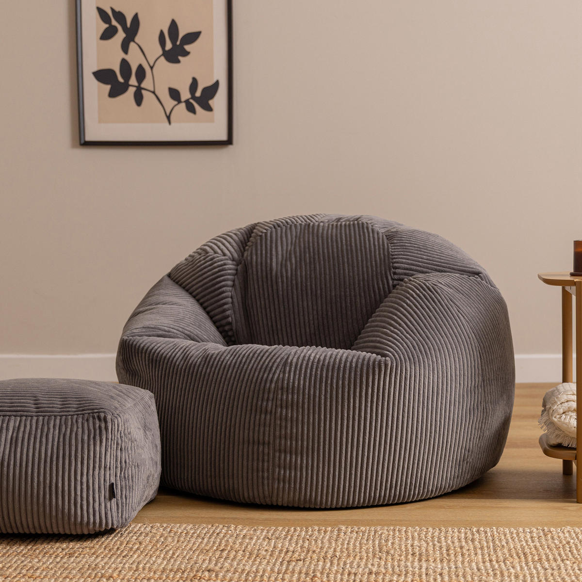 SITZSACK mit Hocker Dalton XXL - Anthrazit, Textil (92/52/92cm) - icon