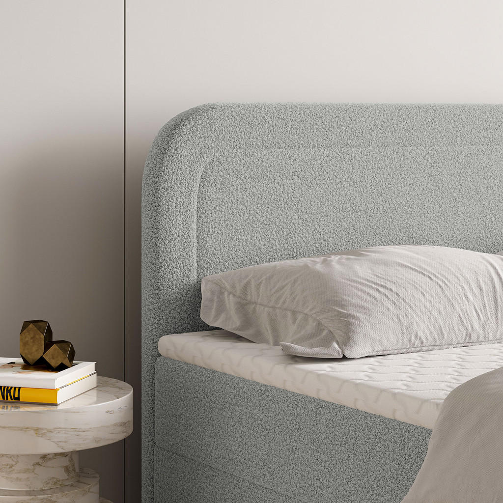 Thumbnail - Masseno Boxbett, Hellgrau, Holz, 180x200 cm, Schlafzimmer, Betten, Boxspringbetten