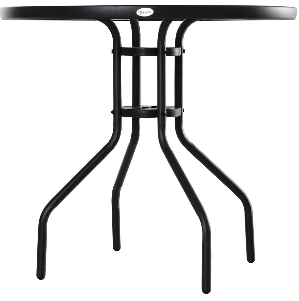 GARTENTISCH 80/80/72 cm schwarz aus Metall mit Schirmloch - Schwarz, Metall (80/80/72cm) - OKWISH