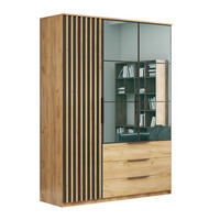KLEIDERSCHRANK Sorento - Craft Gold, Lamellen Schwarz - 150 x 215 x 61 cm - Goldfarben, Holzwerkstoff (150/215/61cm) - BM-Möbel